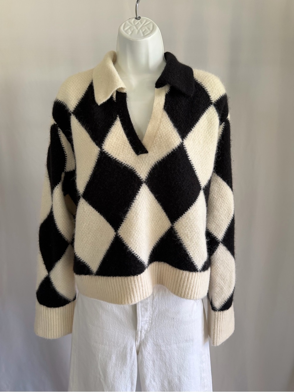& Other Stories Checkered Jacquard Wool/Alpaca Blend Knit Sweater Size Medium - Picture 4 of 14